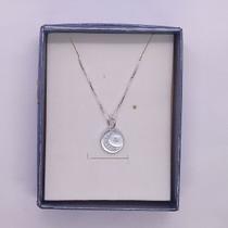 Corrente Veneziana 45cm Pingente Lua Zircônias Prata 925