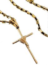 Corrente Veneziana 4Mm Pingente Cruz Palito Banhados A Ouro Corrente Veneziana 4Mm Pingente Cruz Palito Banhados A Ouro