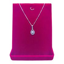 Corrente Veneziana 50cm Pingente Gota com Zircônia Prata 925