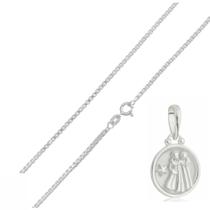 Corrente Veneziana 60 Cm Pingente Signo Gêmeos Prata 925 Kl
