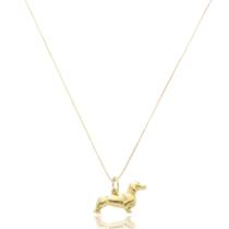 Corrente Veneziana Com Pingente Cachorro Basset Ouro Amarelo 18 Kl Corrente Veneziana Com Pingente Cachorro Basset Ouro Amarelo 18 Kl