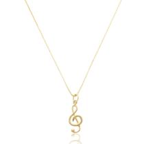 Corrente Veneziana Com Pingente Clave De Sol Ouro Amarelo18kl Corrente Veneziana Com Pingente Clave De Sol Ouro Amarelo18kl