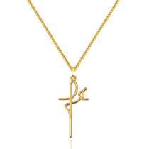 Corrente Veneziana Com Pingente Fé Manuscrito Em Ouro 18k 40 cm