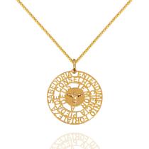 Corrente Veneziana Com Pingente Mandala Divino Em Ouro 18k 60 cm