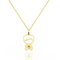 Corrente Veneziana Com Pingente Menino Filho Safira Ouro 18k 50 cm