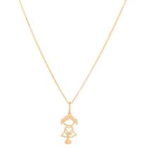 Corrente Veneziana De Ouro 18k Feminina 45cm Com Pingente Menina