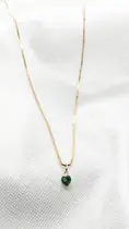Corrente Veneziana e Pingente Zircônia Verde 3mm Ouro 18k Corrente Veneziana e Pingente Zircônia Verde 3mm Ouro 18k