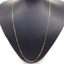 Corrente Veneziana Elo Longo Cadeado Banhado A Ouro 18k 60cm