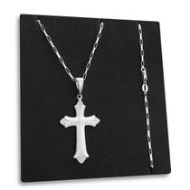 Corrente Veneziana Longa Tijolinho Pingente Crucifixo Cruz Prata 925 Maciça Legítima Original Italiana 60cm 70cm Corrente Veneziana Longa Tijolinho Pingente Crucifixo Cruz Prata 925 Maciça Legítima Original Italiana 60cm 70cm