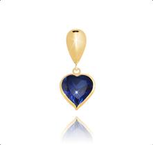 Corrente Veneziana Ouro 18k 750 45cm + Pingente Coração de Zircônia Azul Safira