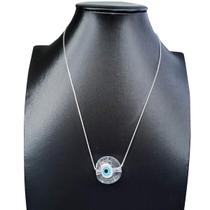 Corrente Veneziana + Pingente Olho Grego Branco Prata 925