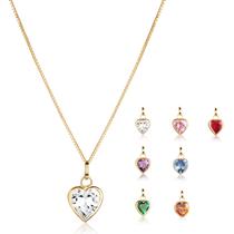 Corrente Veneziana + Pingente Ponto de Luz Coração 6mm Ouro 18k