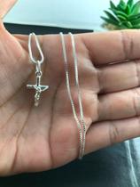 Corrente Veneziana Prata Maciça 925 45cm Crucifixo