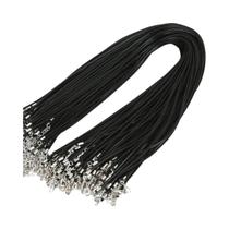 Correntes De Colar De Couro Encerado Preto De 18 Polegadas, 50 Peças Com Fechos Para Fabricação De