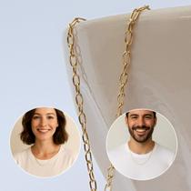 CORRENTINHA 45cm a 50cm tradicional banhada a ouro cadeado 1.1mm cordão corrente semijoia MamãeMê unissex