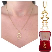 Correntinha Feminina com Pingente Menina Filha Folheada a Ouro 18k