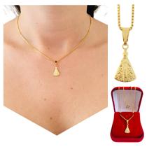 Correntinha Feminina com Pingente Nossa Senhora Aparecida Pequena Folheada a Ouro 18k