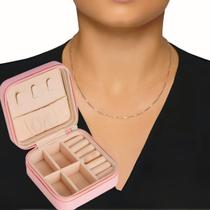 Correntinha feminina prata 925 com porta jóias 45cm veneziana corrente cordão colar