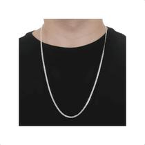 Correntinha Masculina 3mm Cordão Grumet Prateado Aço Inox