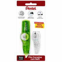 Corretivo em Fita Pentel com Refil 5mm x 6m - Corretivo em Fita Pentel com Refil 5mm x 6m -