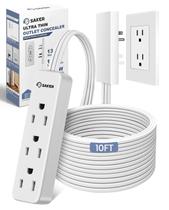 Corretivo Power Strip Saker Outlet, 3 tomadas de 10 pés com tampa Corretivo Power Strip Saker Outlet, 3 tomadas de 10 pés com tampa