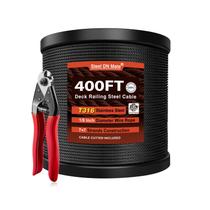 Corrimão de cabo de aço DN Mate 400 pés 1/8 preto T316L