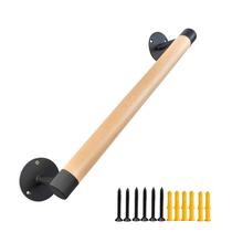 Corrimão de escada Purife Real Wood 45 cm com suporte de metal Corrimão de escada Purife Real Wood 45 cm com suporte de metal