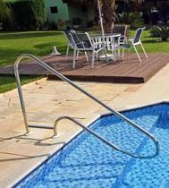 Corrimão Ilha Bela para Piscina em Aço Inox com Chumbador em Alumínio - Sodramar