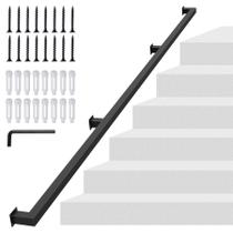 Corrimão KWDOBUUS, tubo quadrado de 8 pés, aço carbono, preto fosco Corrimão KWDOBUUS, tubo quadrado de 8 pés, aço carbono, preto fosco