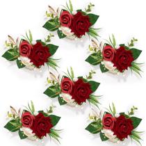 Corsage de Muñeca Serwalin 6 Piezas con Rosas Burdeos para Boda