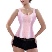 Corselet Corset Corpete Realça Cintura Valoriza Busto Alça e Zíper Frontal Linha Fashion Rosa Claro M633 Corselet Corset Corpete Realça Cintura Valoriza Busto Alça e Zíper Frontal Linha Fashion Rosa Claro M633