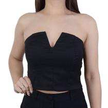 Corselet Feminino Autenticada Linho Preto - 7807 Corselet Feminino Autenticada Linho Preto - 7807