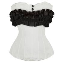 Corset Corpete Corselet Cinta Modeladora Branco Preto M595