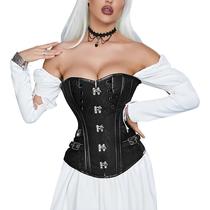 Corset Corpete Corselet Espartilho Modela Cintura Melhora Postura Medieval Country Floral Preto M25