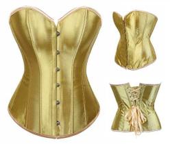 Corset Corpete Corselet Espartilho Modelador Dourado M123