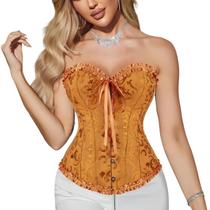 Corset Corpete Corselet Reduz e Modela Cintura Valoriza Busto Linha Casual Floral Damasco M964