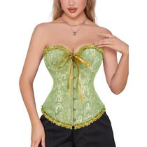 Corset Corpete Corselet Reduz e Modela Cintura Valoriza Busto Linha Casual Floral Verde Esmeralda M163