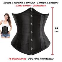 Corset Corpete Corselet Underbust Cinta Modeladora Redutora Acetinado Cores