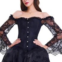 Corset Corselet Blusa Modeladora Manga Comprida Renda Linha Clássica Preto M445