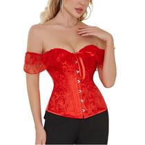 Corset Corselet Blusa Modeladora Manga Curta Renda Floral Linha Casual Vermelho M696 Corset Corselet Blusa Modeladora Manga Curta Renda Floral Linha Casual Vermelho M696