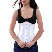 Corset Corselet Cinta Modeladora Redutora Delineadora Underbust Acetinado Branco M87