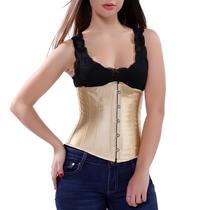 Corset Corselet Cinta Modeladora Redutora Delineadora Underbust Acetinado Creme M408