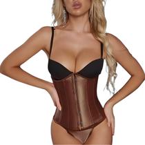 Corset Corselet Cinta Modeladora Redutora Delineadora Underbust Acetinado Marrom M681