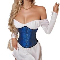 Corset Corselet Cinta Modeladora Redutora Underbust Linha Floral Azul Escuro M607