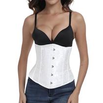 Corset Corselet Cinta Modeladora Redutora Underbust Linha Floral Branco M531