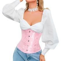 Corset Corselet Cinta Modeladora Redutora Underbust Linha Floral Rosa Claro M637