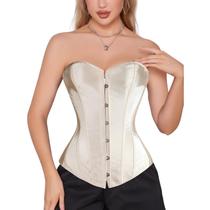Corset Corselet Espartilho Modelador Acetinado Linha Casual Tam 36 a 56 Creme M113