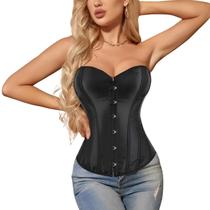 Corset Corselet Espartilho Modelador Acetinado Linha Casual Tam 36 a 56 Preto M121
