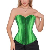 Corset Corselet Espartilho Modelador Acetinado Linha Casual Tam 36 a 56 Verde Bandeira M390