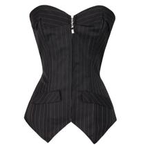 Corset Elegante plus Size Listrado Overbust Simples Bustier Com Espinha De Plástico Modelador De